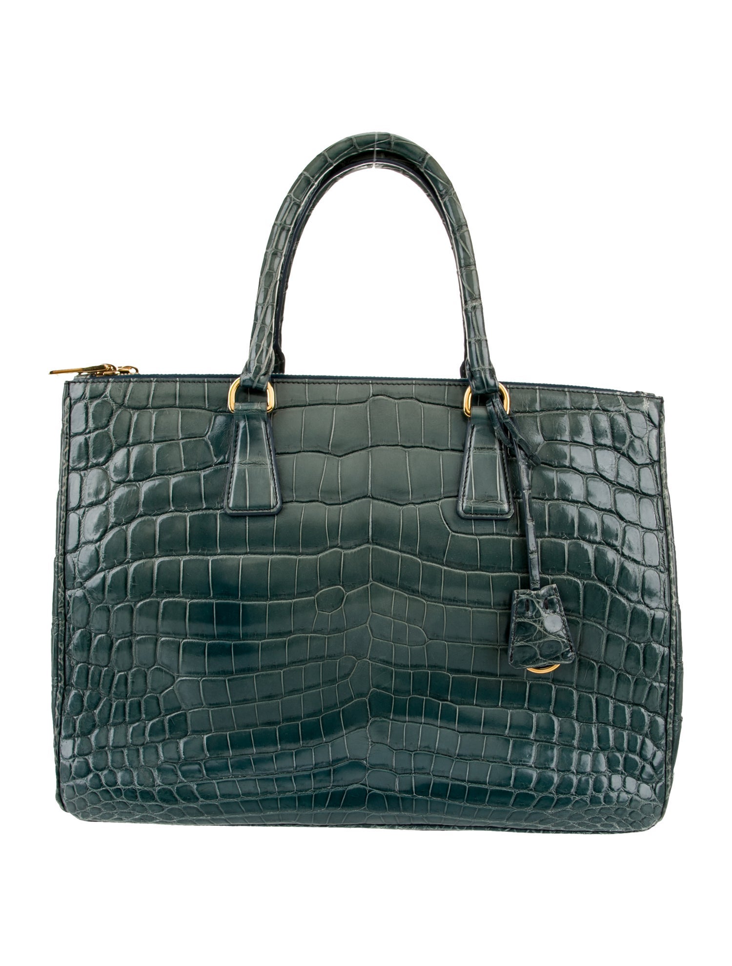 Prada Enameled Metal Triangle Galleria Double Zip Large