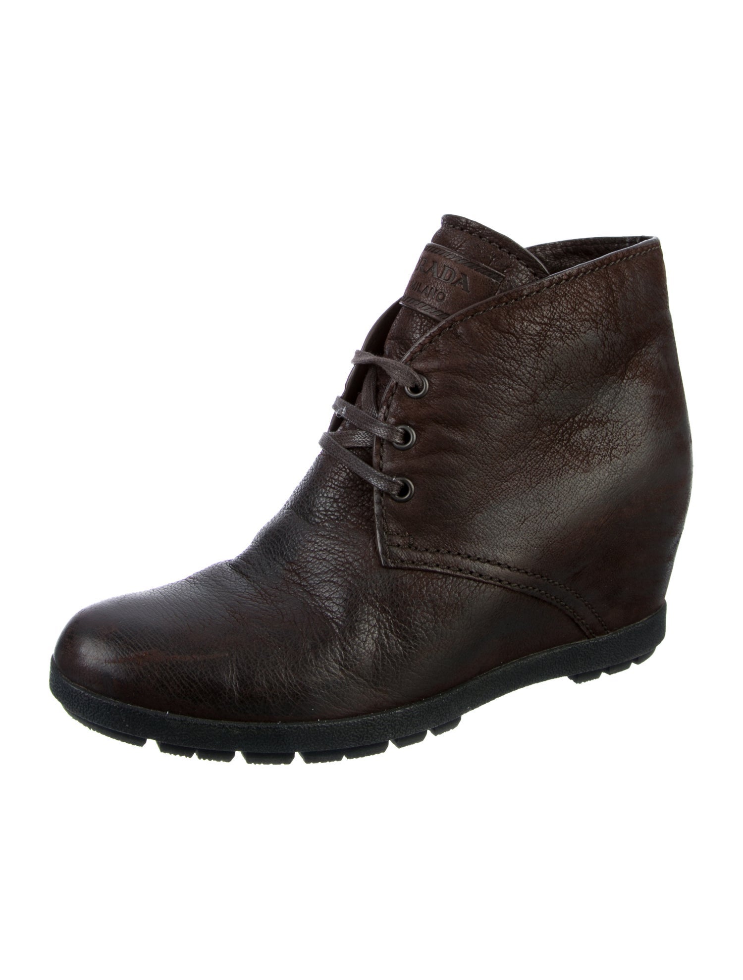 Prada Leather Lace-Up Boots