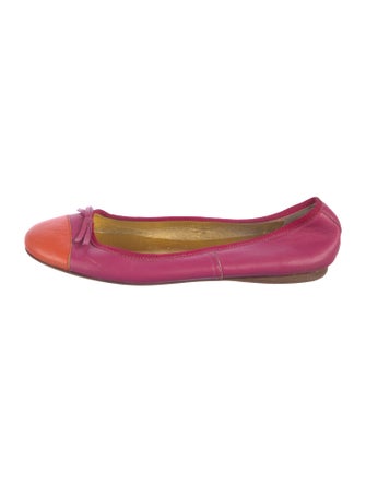 Prada Leather Bow Accents Ballet Flats