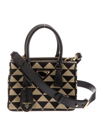 Prada Enameled Metal Triangle Galleria Double Zip Mini