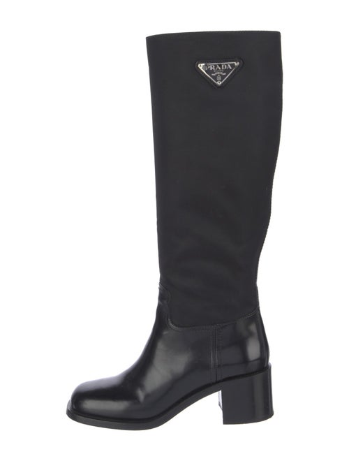 Prada Enameled Metal Triangle Boots