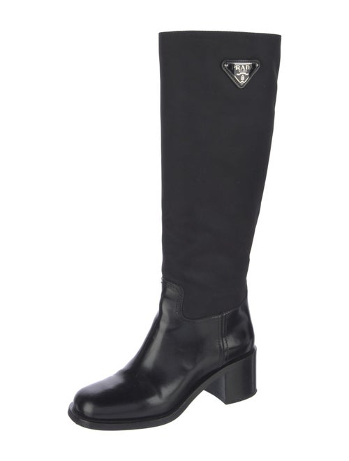 Prada Enameled Metal Triangle Boots