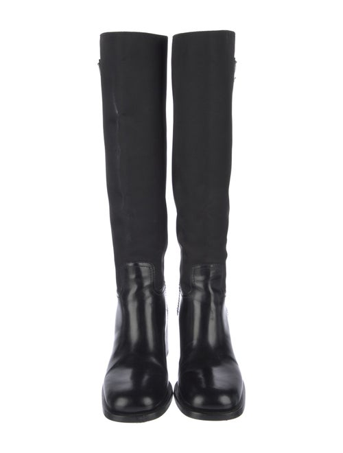 Prada Enameled Metal Triangle Boots