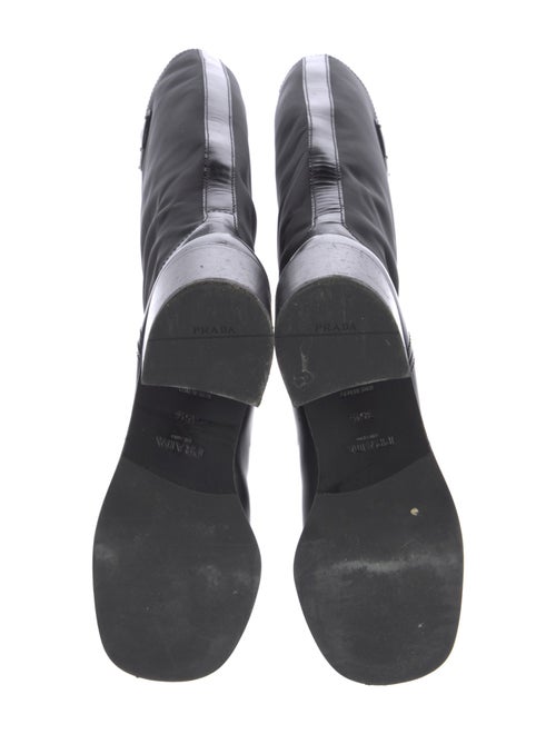 Prada Enameled Metal Triangle Boots