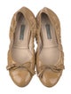 Prada Patent Leather Bow Accents Ballet Flats