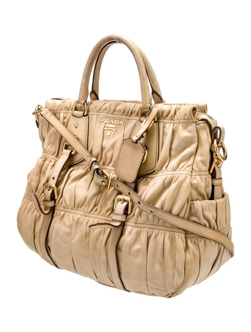 Prada Signature Ruched Nappa Tote
