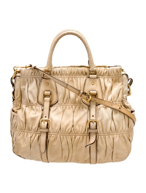 Prada Signature Ruched Nappa Tote