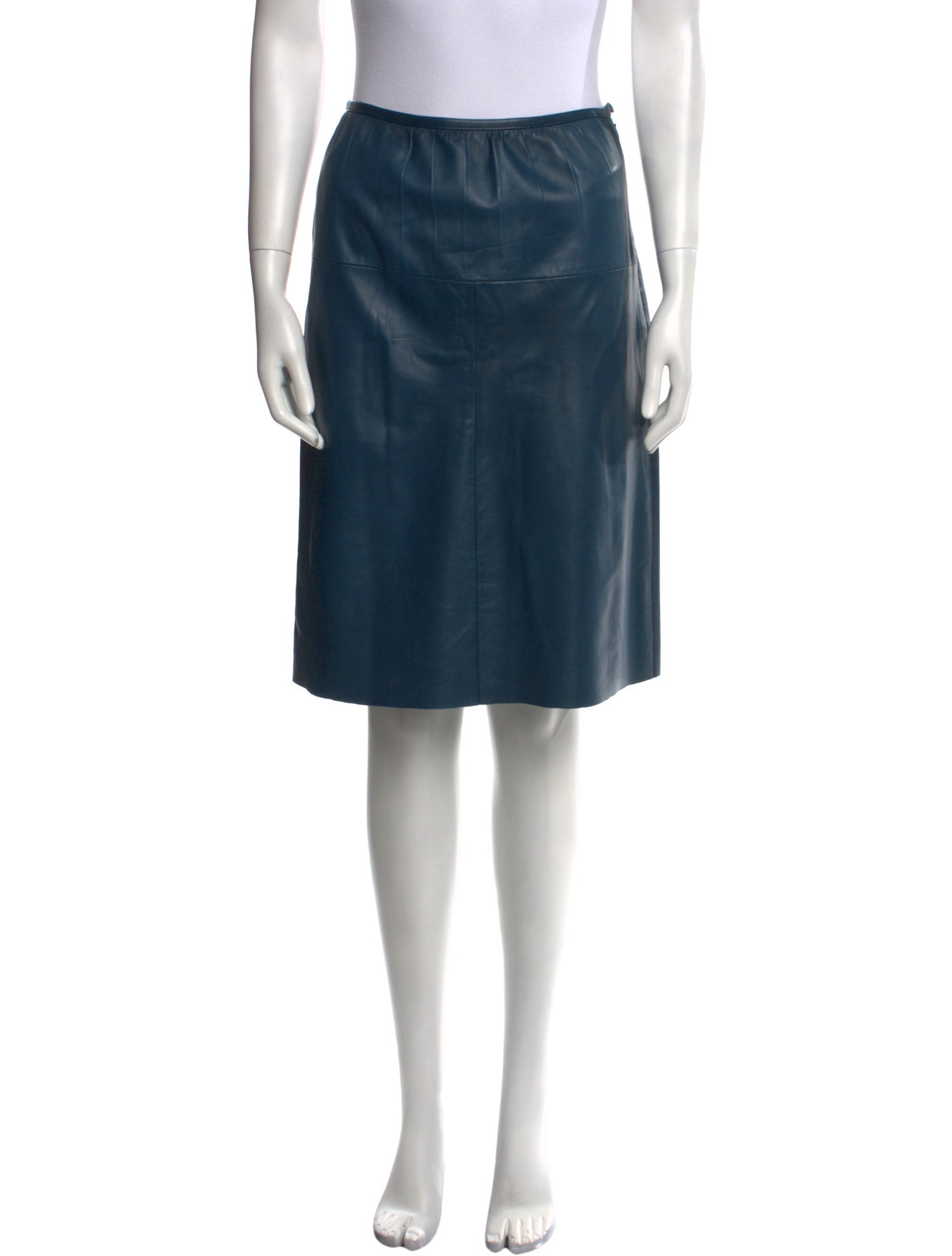 Prada Lamb Leather Knee-Length Skirt w/ Tags