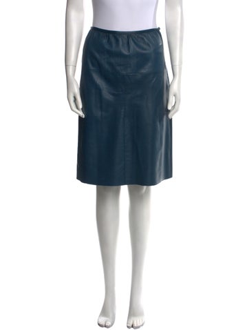Prada Skirts Lamb Leather Knee-Length Skirt Us2, It38 | XS