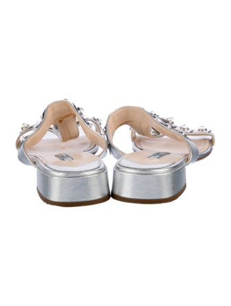 Prada Animal Print Crystal Embellishments Slides