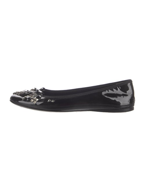 Prada Patent Leather Bow Accents Ballet Flats