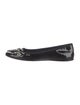 Prada Patent Leather Bow Accents Ballet Flats