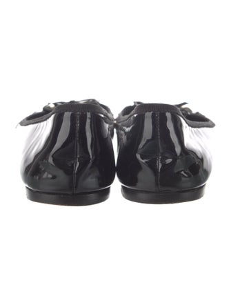 Prada Patent Leather Bow Accents Ballet Flats
