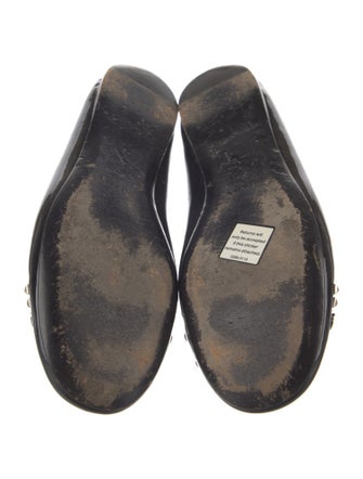 Prada Patent Leather Bow Accents Ballet Flats