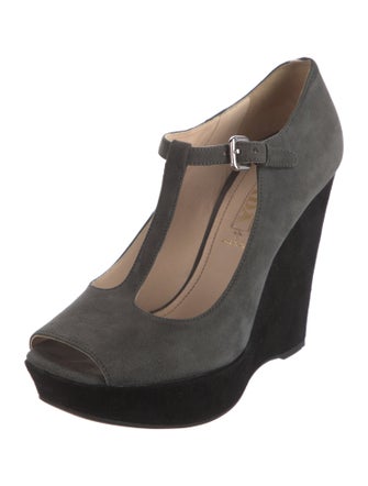 Prada Suede T-Strap Pumps