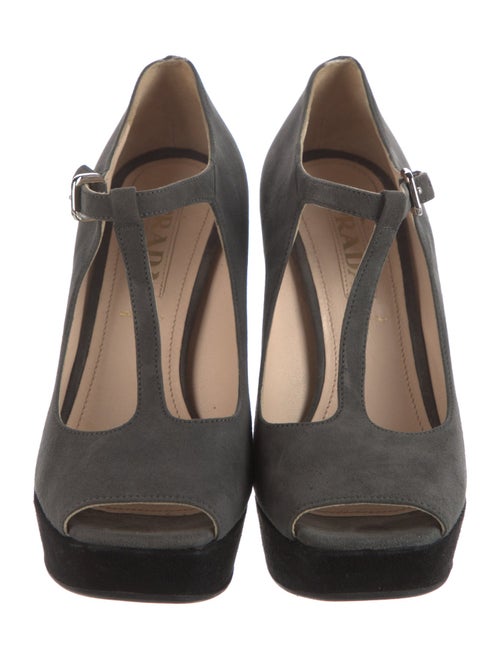 Prada Suede T-Strap Pumps