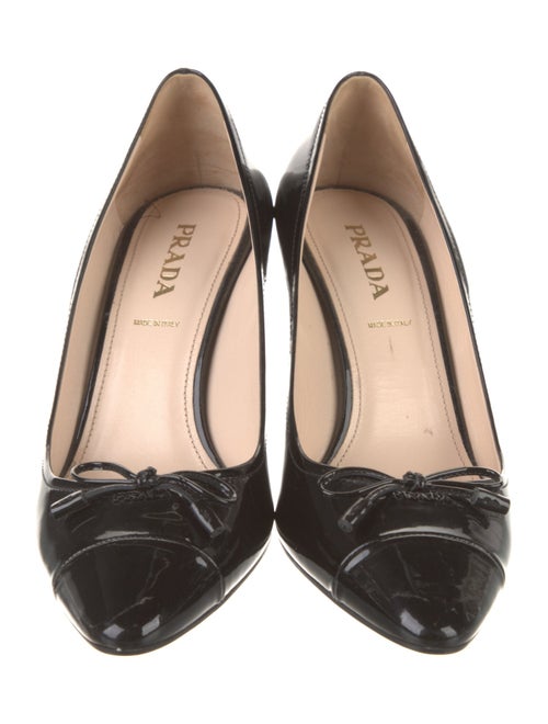 Prada Patent Leather Bow Accents Pumps