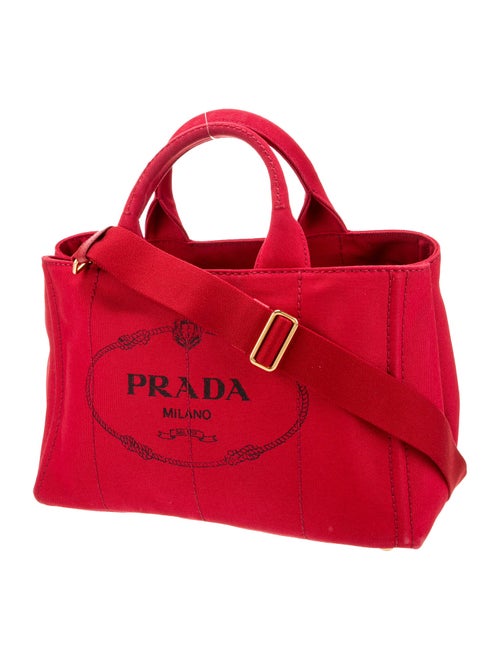 Prada Enameled Metal Triangle Logo Tote