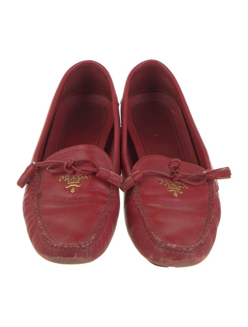 Prada Leather Bow Accents Loafers