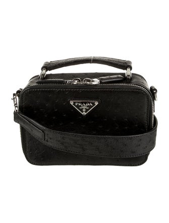 Prada Enameled Metal Triangle Brique Small