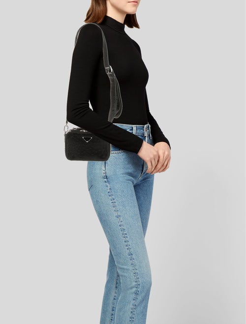 Prada Enameled Metal Triangle Brique Small