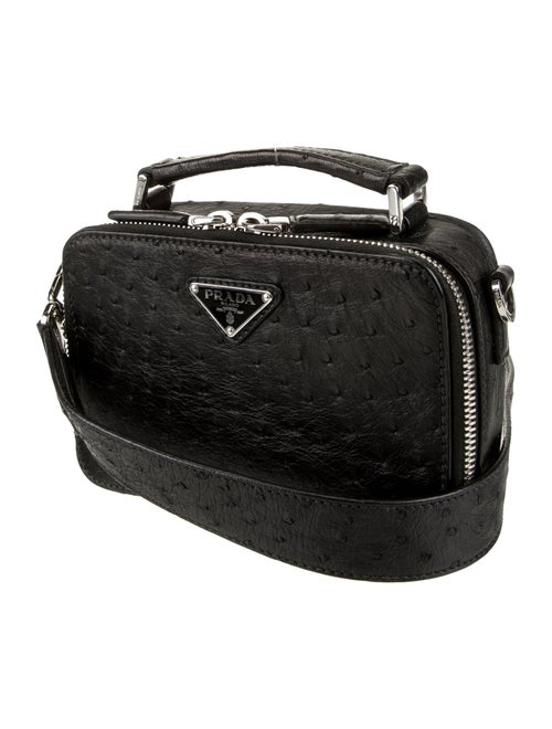 Prada Enameled Metal Triangle Brique Small