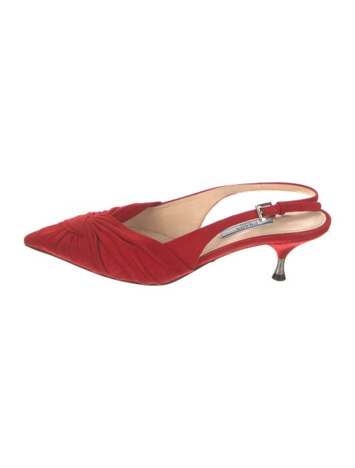 Prada Suede Pleated Accents Slingback Pumps