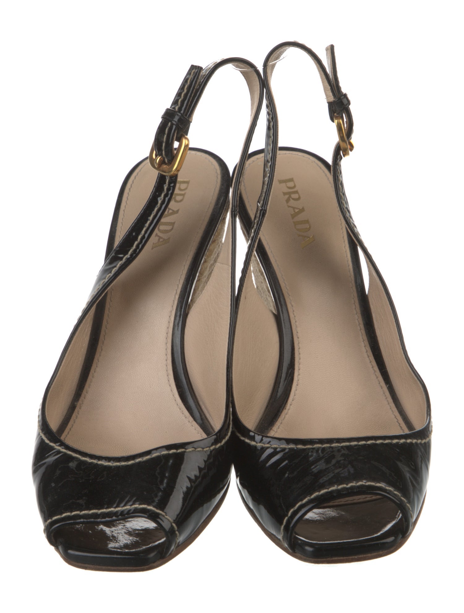Prada Patent Leather Slingback Sandals