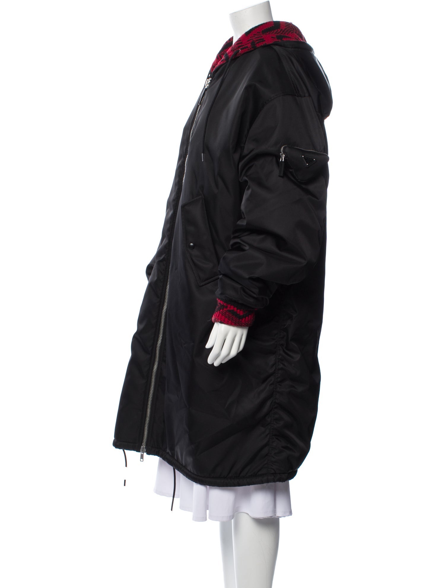 Prada 2021 Enameled Metal Triangle Puffer Coat