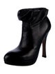 Prada Leather Ruffle Embellishment Lace-Up Boots
