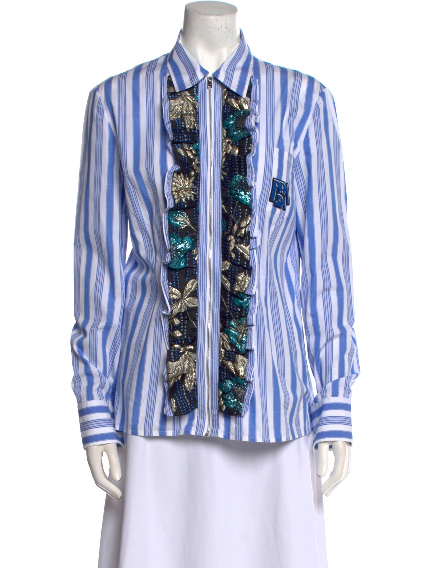 Prada 2019 Striped Button-Up Top