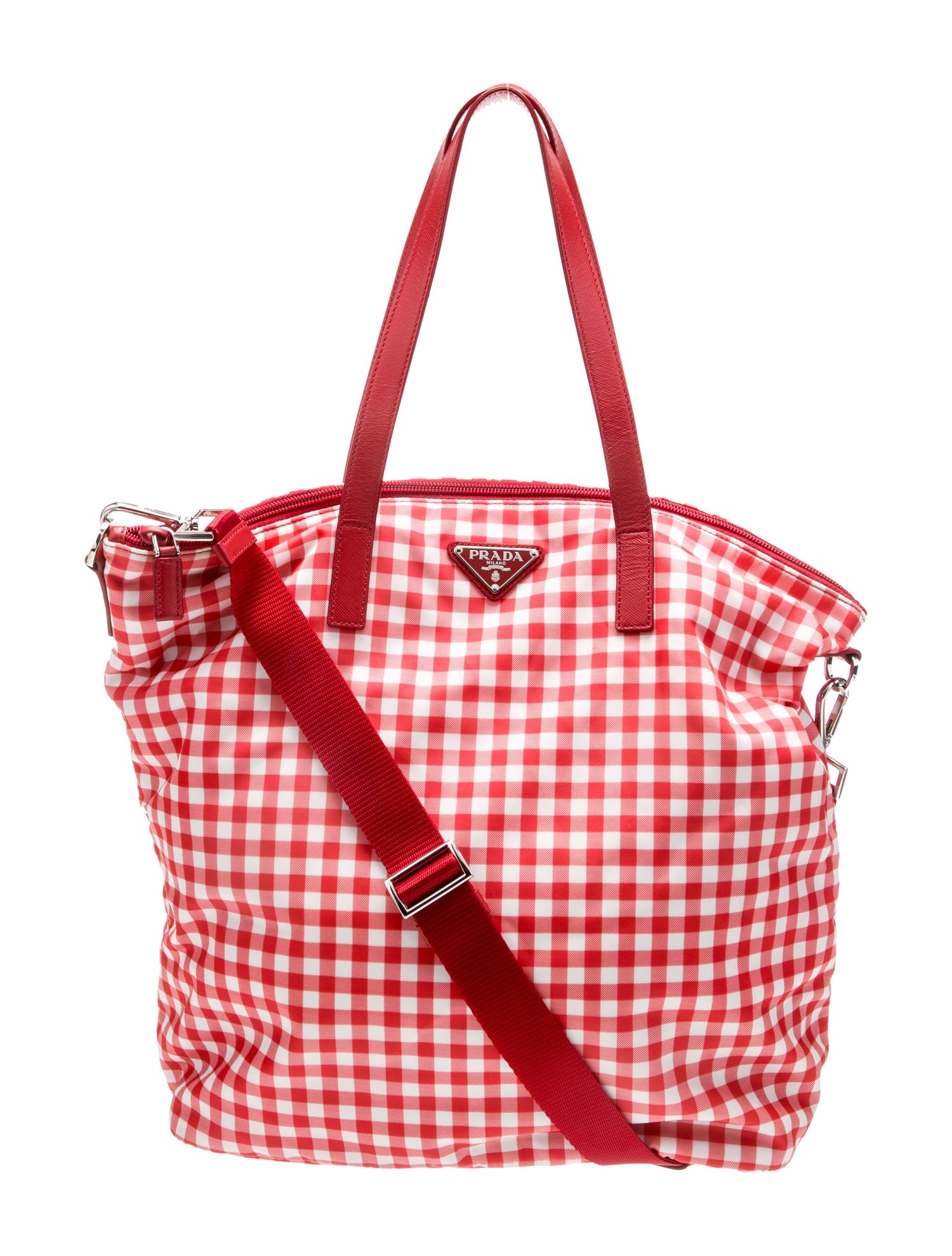 Prada Enameled Metal Triangle Stampata