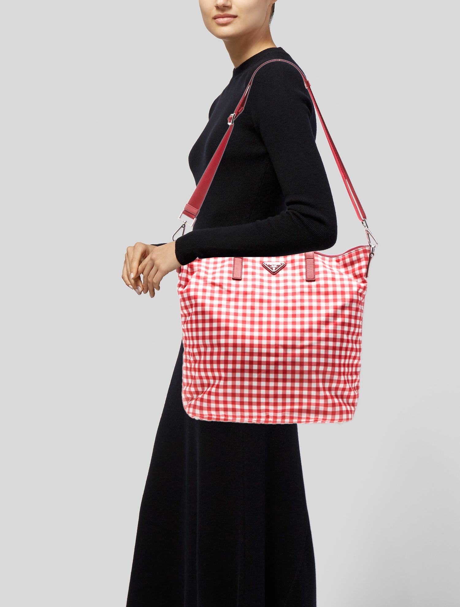 Prada Enameled Metal Triangle Stampata