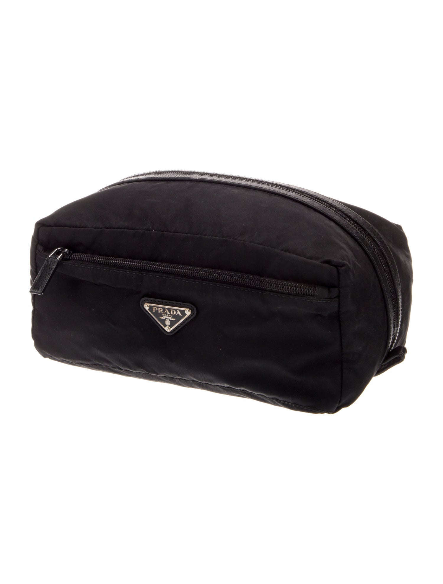 Prada Enameled Metal Triangle Travel Pouch