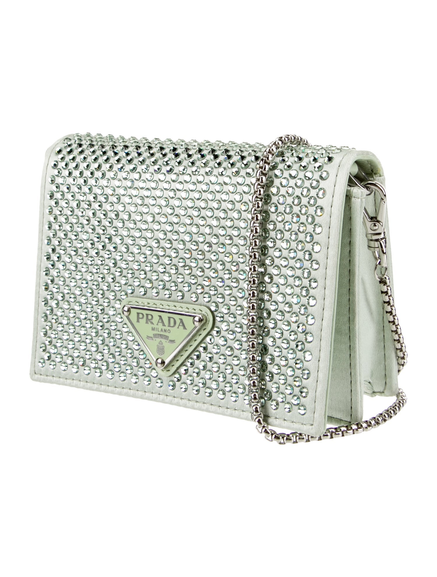 Prada Enameled Metal Triangle Minaudière