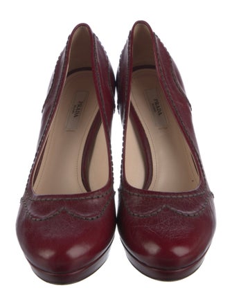 Prada Leather Embroidered Accent Pumps