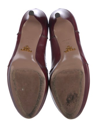 Prada Leather Embroidered Accent Pumps
