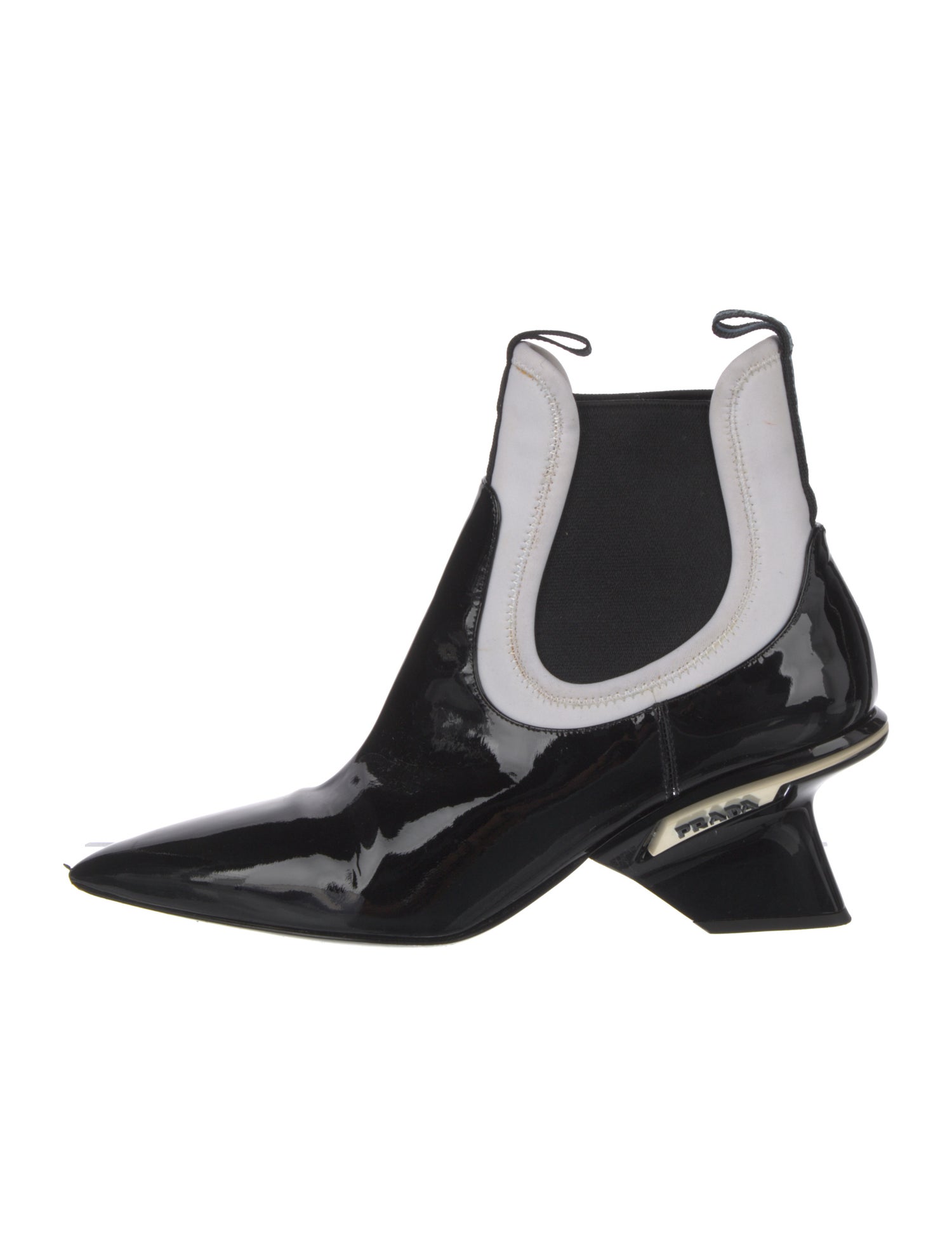 Prada Patent Leather Colorblock Pattern Chelsea Boots