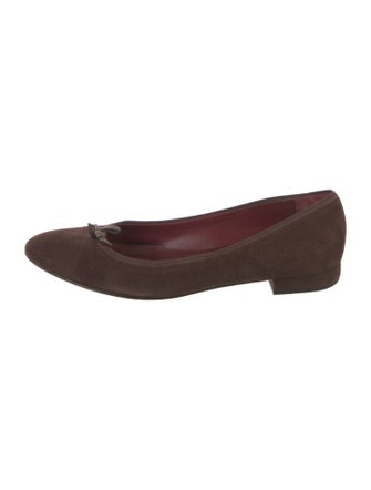 Prada Suede Bow Accents Ballet Flats