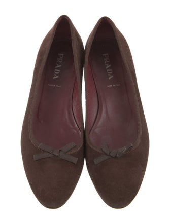 Prada Suede Bow Accents Ballet Flats