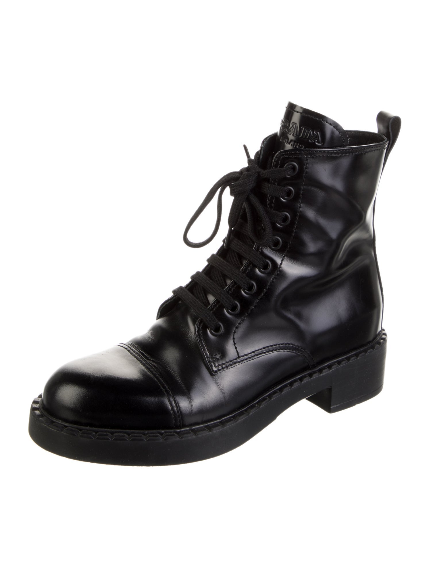 Prada Leather Combat Boots