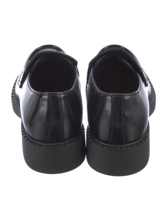 Prada Enameled Metal Triangle Leather Oxfords