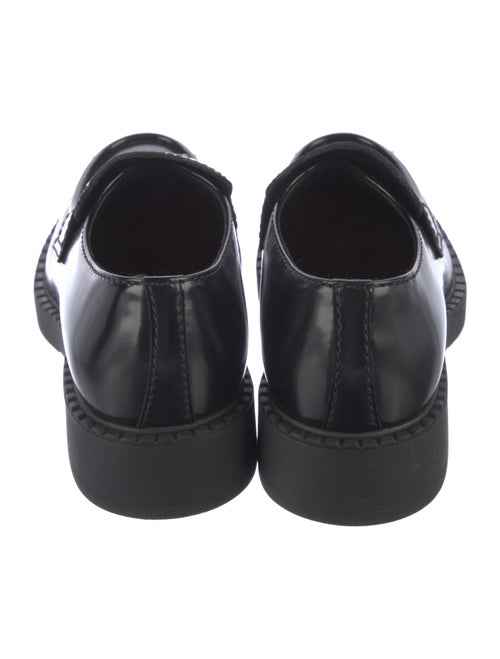 Prada Enameled Metal Triangle Leather Oxfords