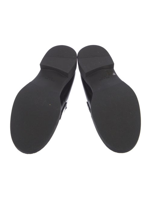 Prada Enameled Metal Triangle Leather Oxfords