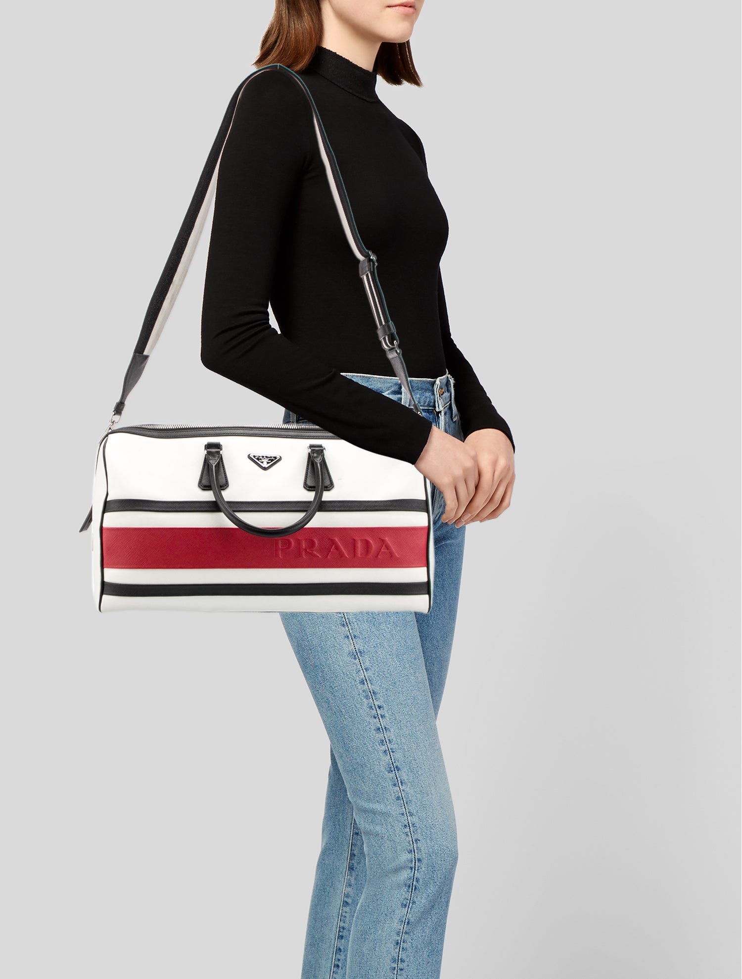 Prada Enameled Metal Triangle Tote