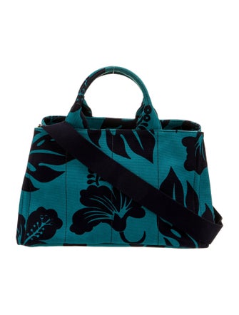 Prada Enameled Metal Triangle Logo Tote