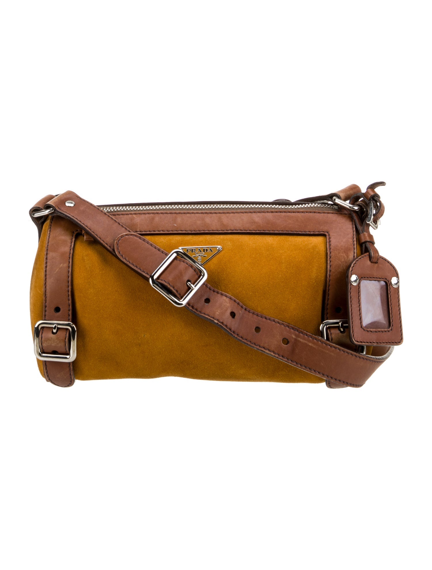 Prada Enameled Metal Triangle Shoulder Bag