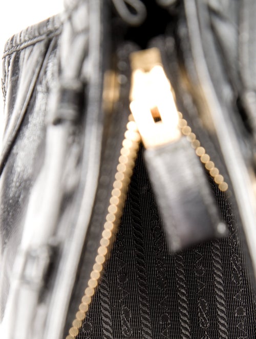 Prada Enameled Metal Triangle Bonnie Shoulder Bag Small