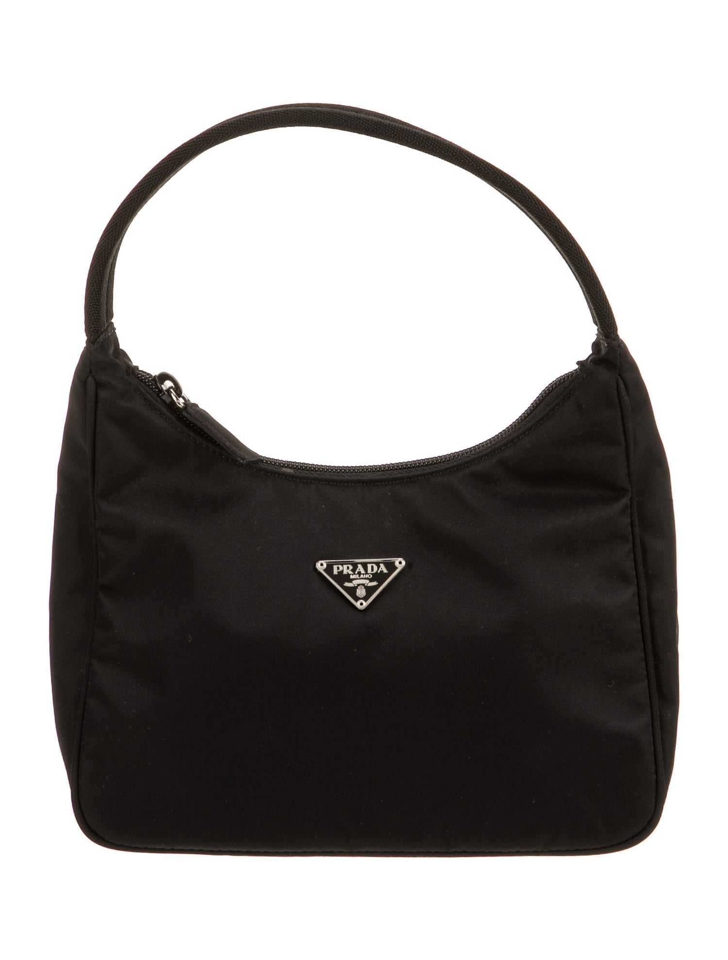 Prada Enameled Metal Triangle Tessuto Sport Hobo