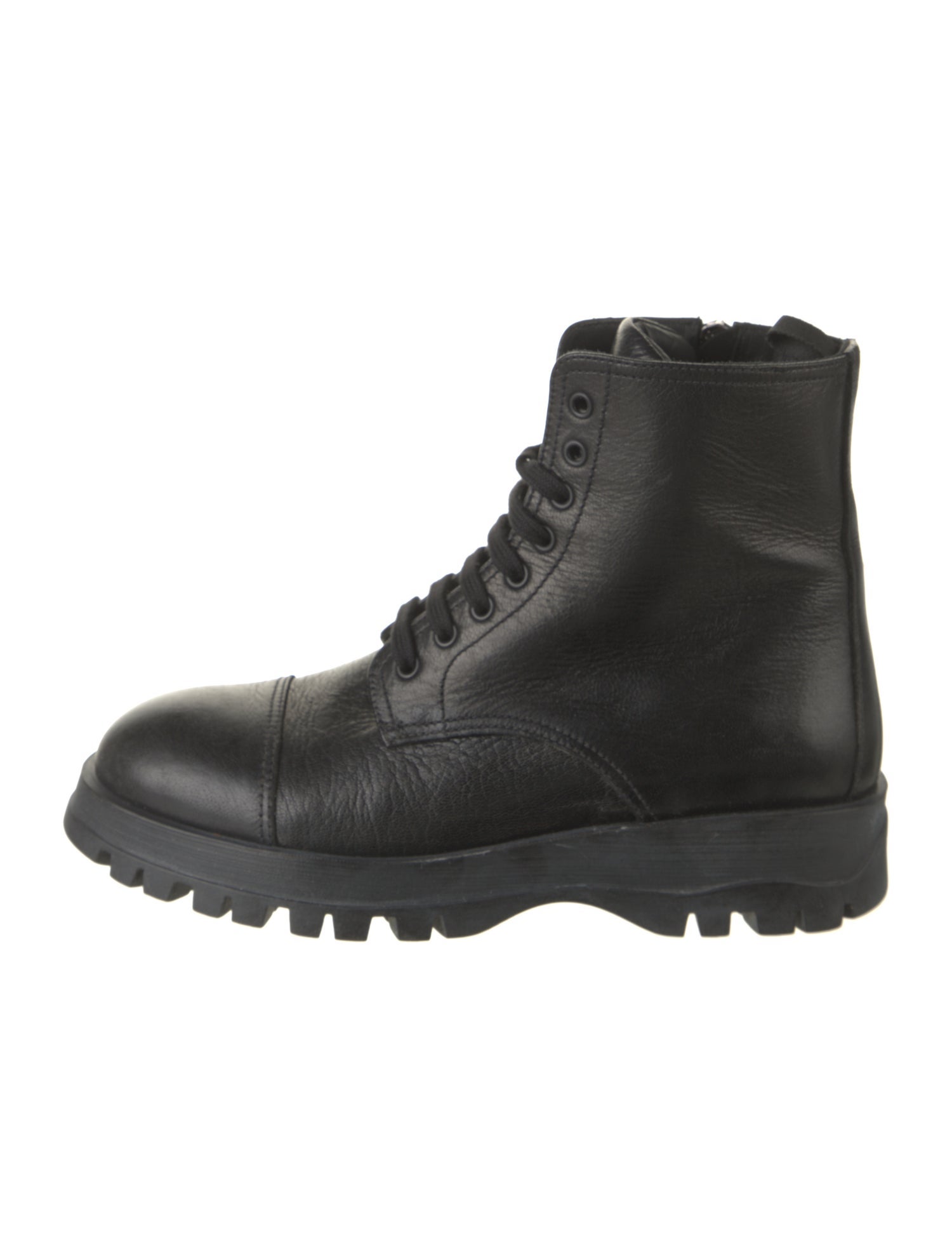 Prada Leather Printed Combat Boots